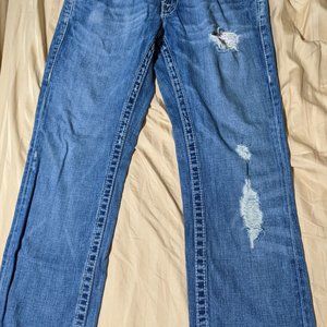 True Religion Jeans Women's 30W x 36L Mid Rise Dark Wash Fade 25 Inseam